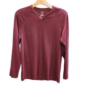 Rowm Loungwear 100% Supima Cotton Burgundy Men's Long Sleeve Shirt Size Medium